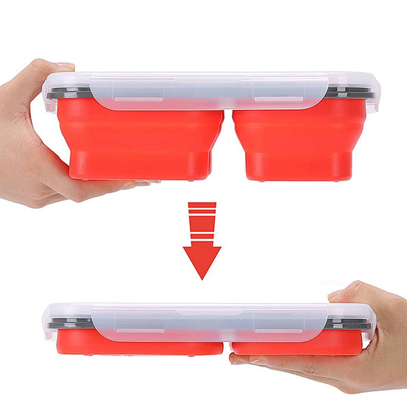 Hot Selling Silicone Lunch Box Portable Kids Bento Box Silicone Food Storage Container With 2 Compartment