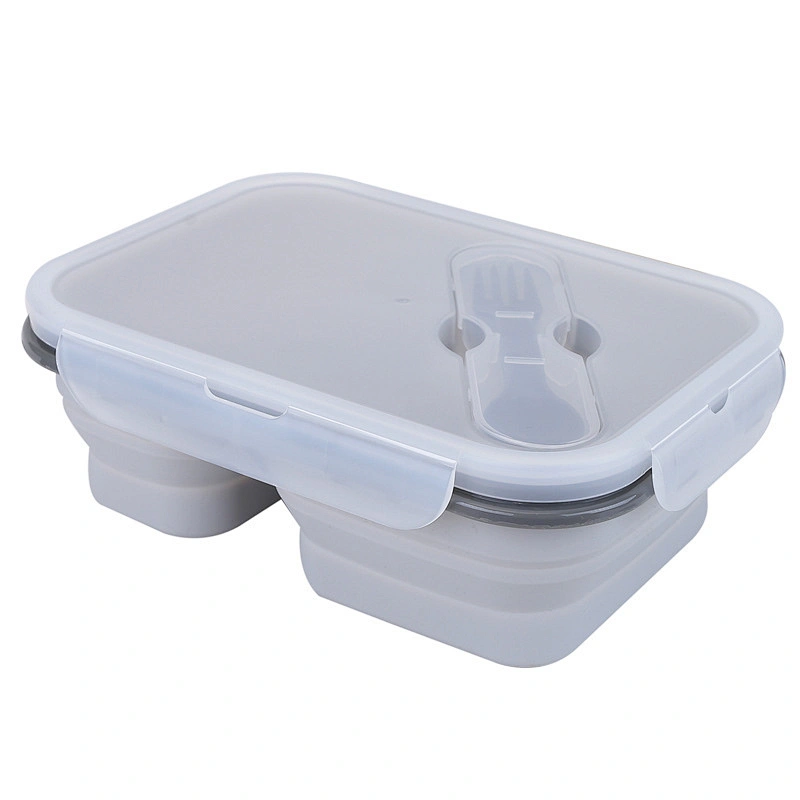 Hot Selling Silicone Lunch Box Portable Kids Bento Box Silicone Food Storage Container With 2 Compartment